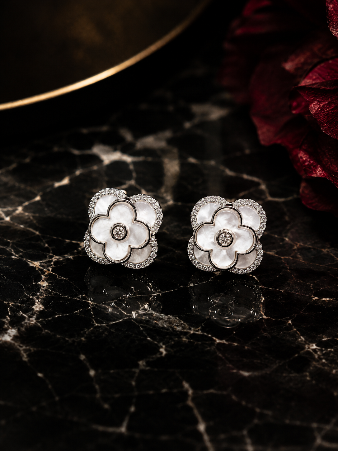 Ivory Bloom Floral Stud Earrings