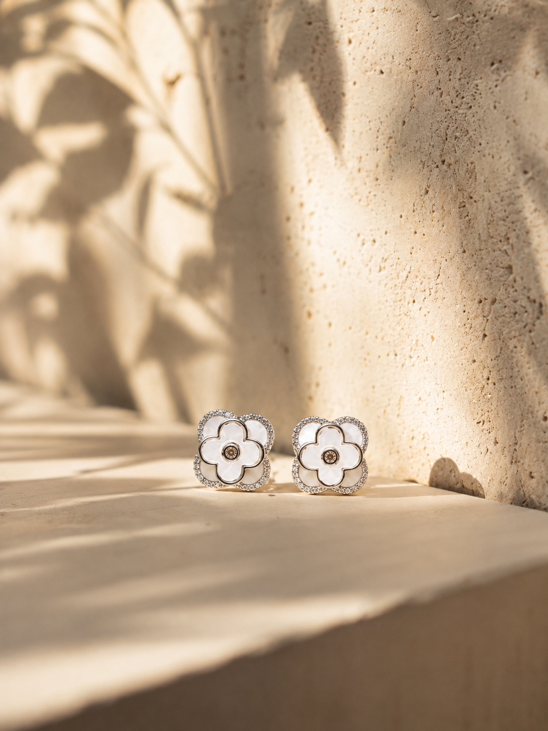 Ivory Bloom Floral Stud Earrings