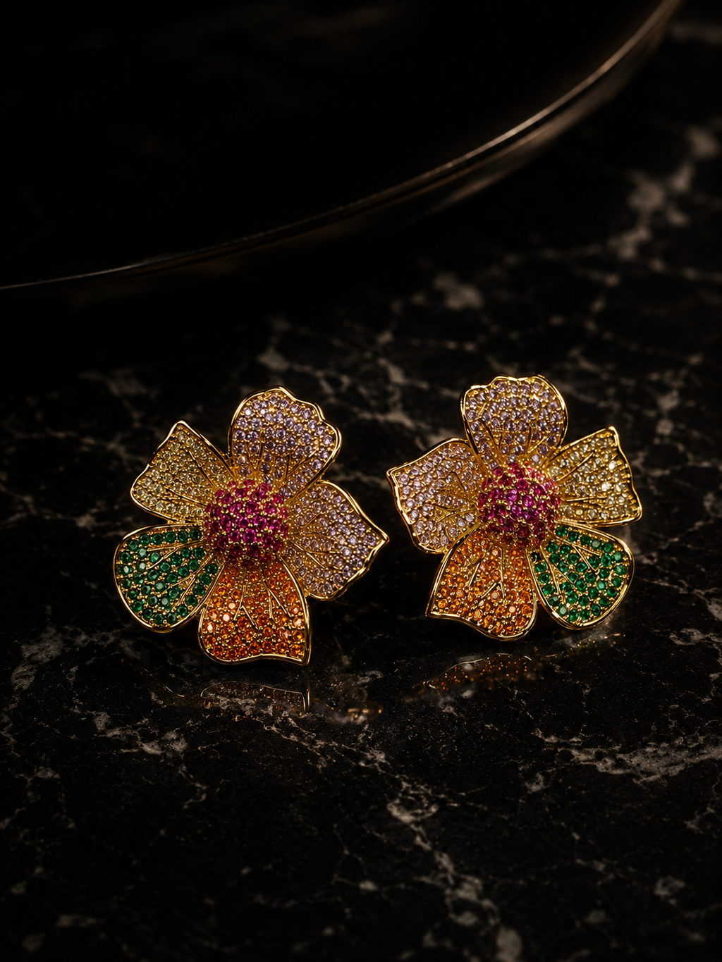 Multicolor Bloom Floral Stud Earrings