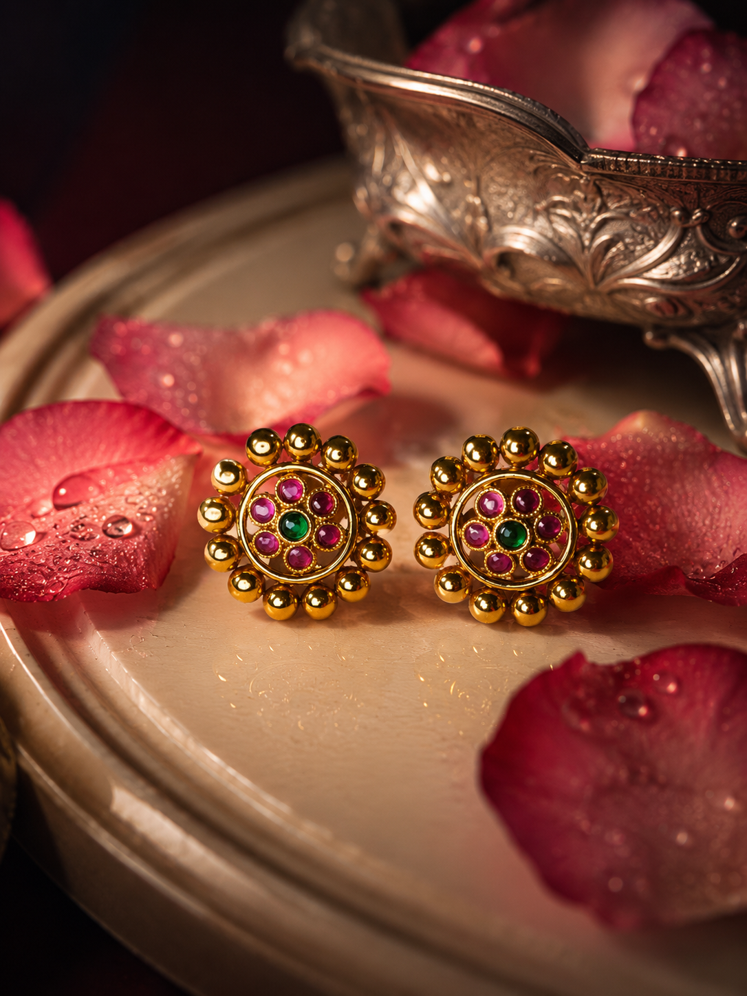 Rajwada Bloom Multicolor Stud Earrings