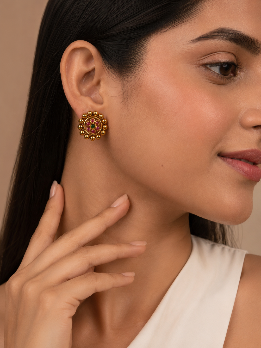 Rajwada Bloom Multicolor Stud Earrings