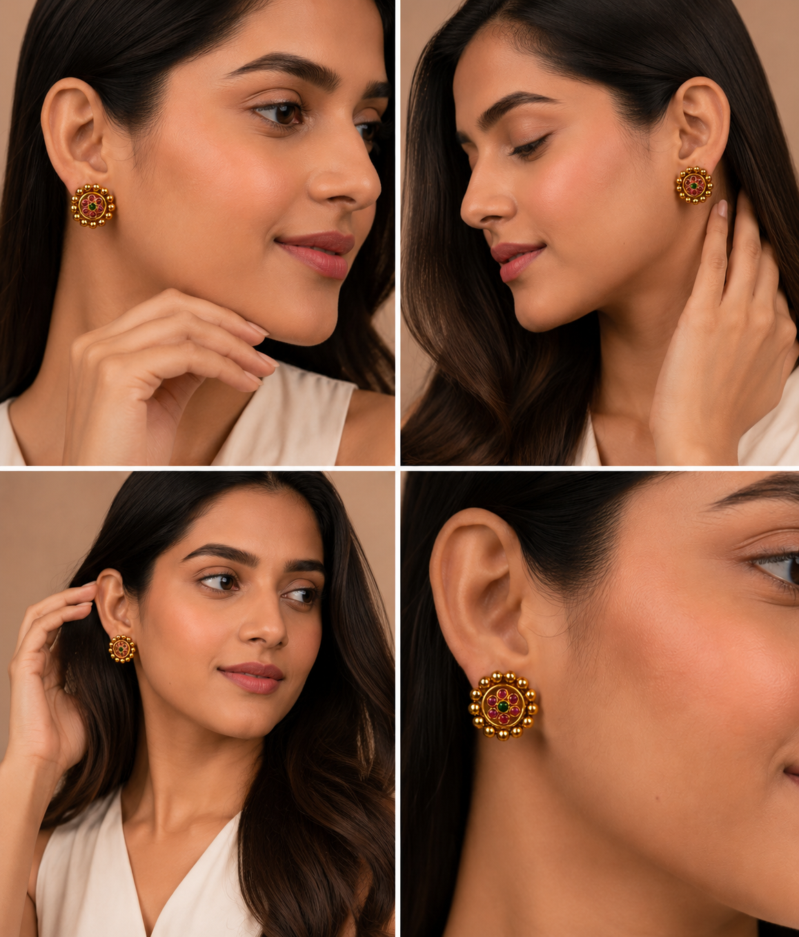 Rajwada Bloom Multicolor Stud Earrings