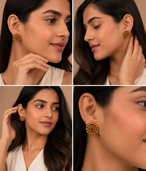 Rajwada Bloom Multicolor Stud Earrings